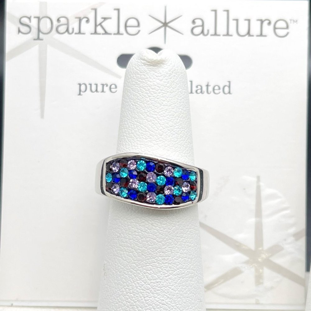 NWT Sparkle Allure Pure Silver Plated Crystal Ring Size 8  **NEW**
